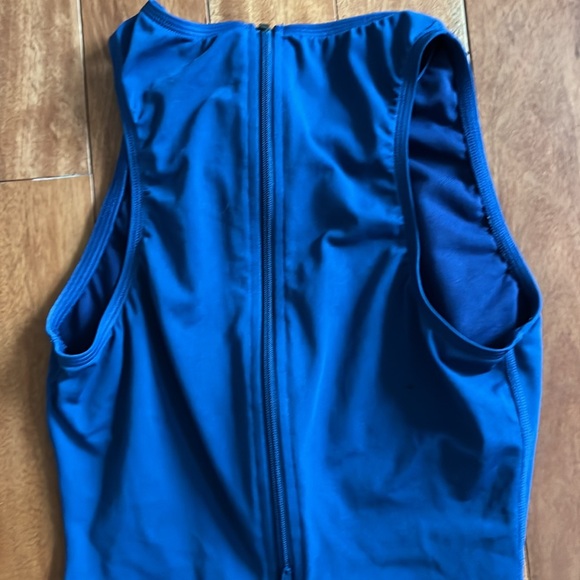 Navy blue Speedo competitive swimming swimsuit, zip up back and compressive - Picture 3 of 4